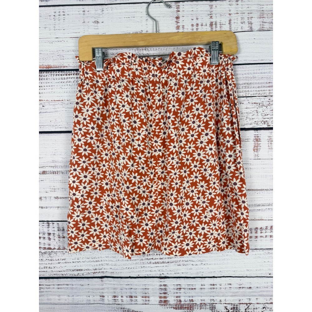 Madewell Falling Daisies Paperbag Button Front Mini Skirt S Rust Floral - Picture 3 of 6